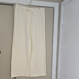 Unbranded Cream Wide Leg Yoga Pants with Drawstring Size XL